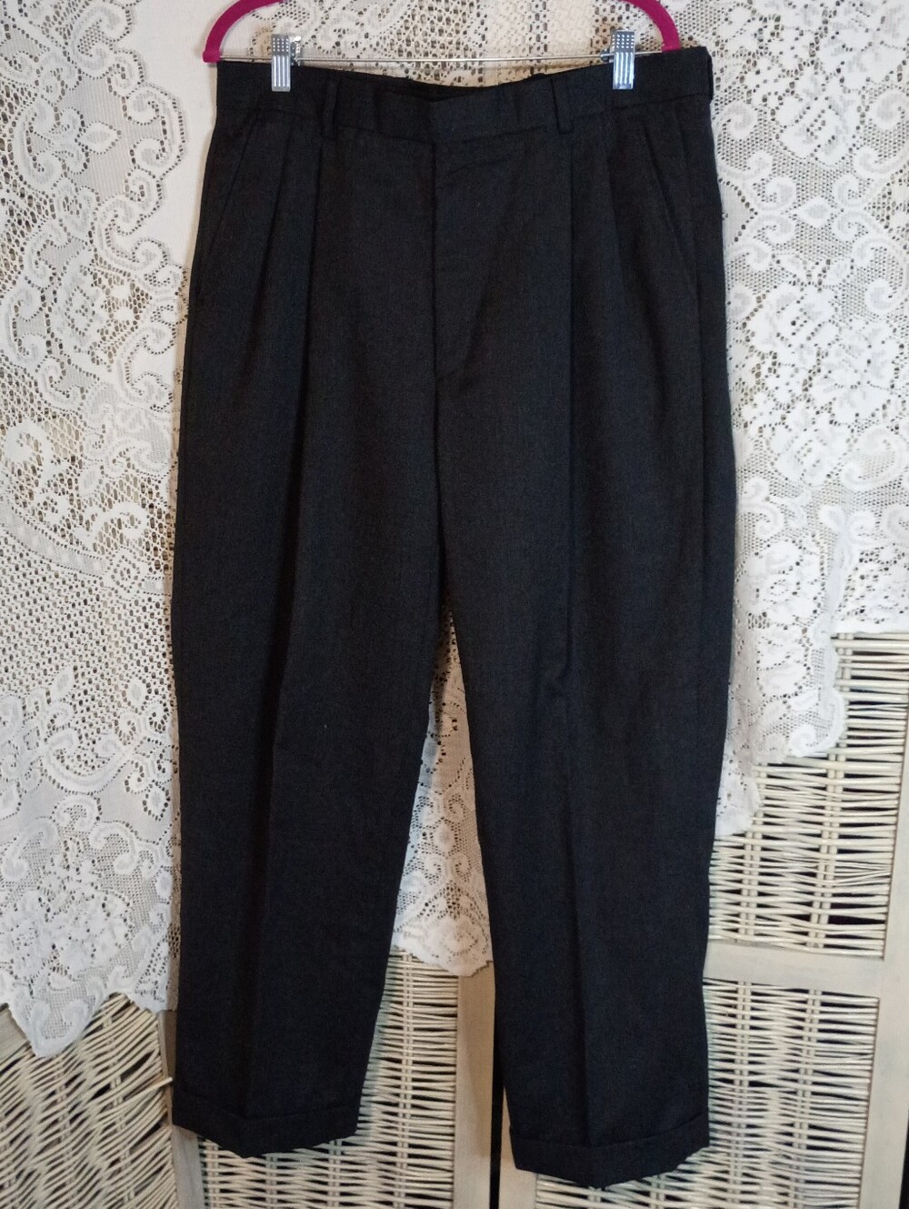 Perry Ellis Dark Gray Pleated Dress Pants